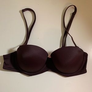 Dark burgundy/purple push up strapless bra